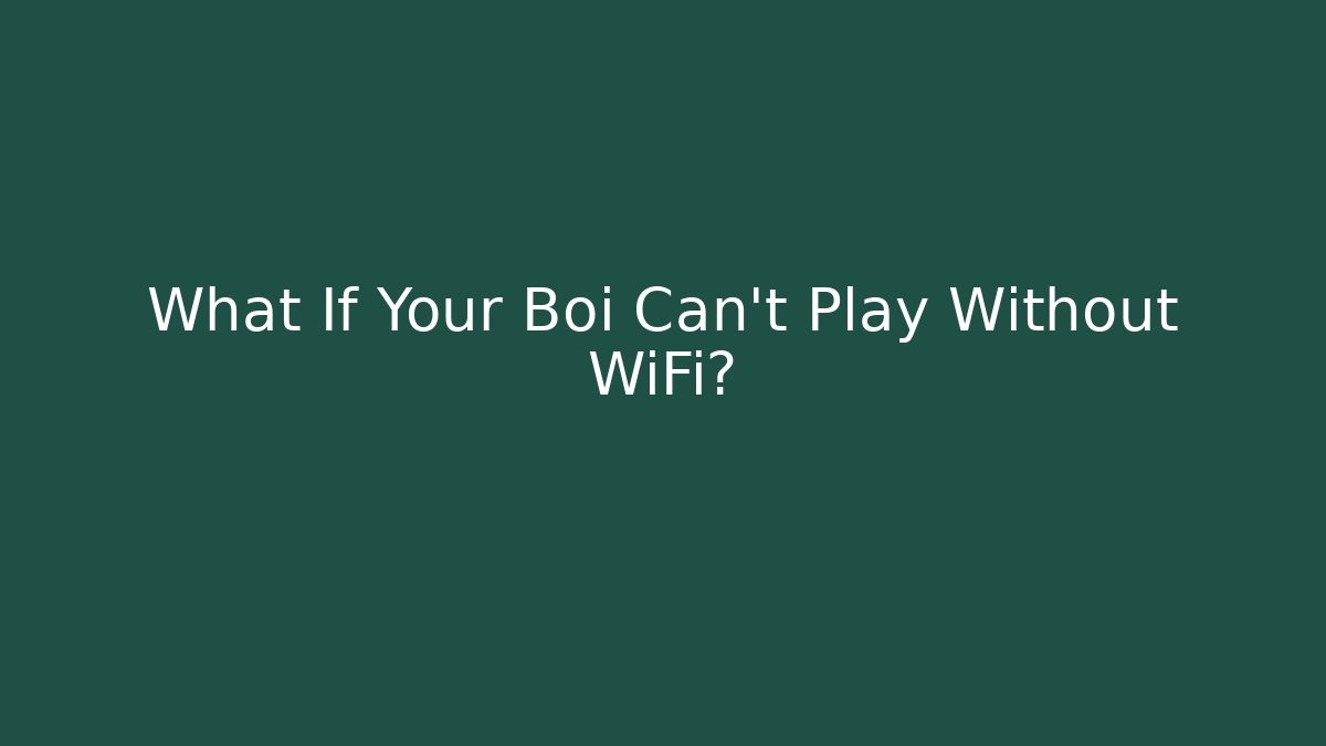 What If Your Boi Can’t Play Without WiFi?