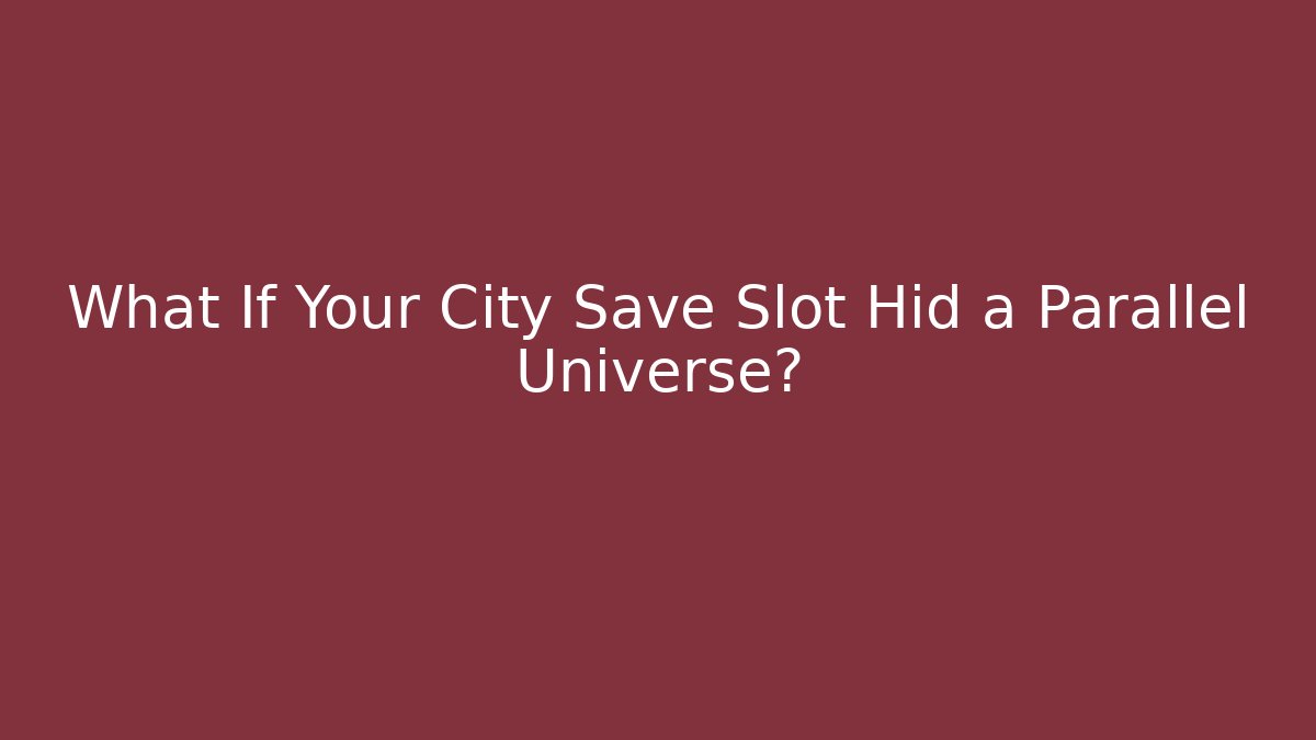 What If Your City Save Slot Hid a Parallel Universe?