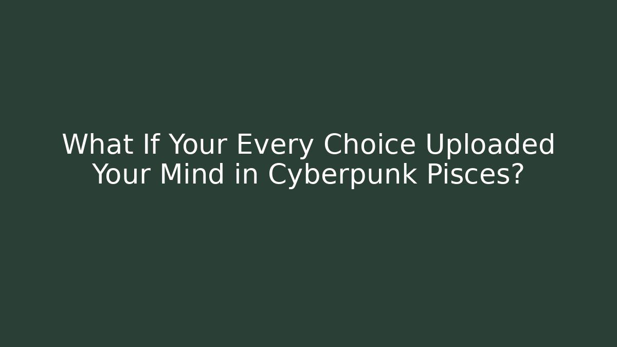 What If Your Every Choice Uploaded Your Mind in Cyberpunk Pisces? - Critter Realm