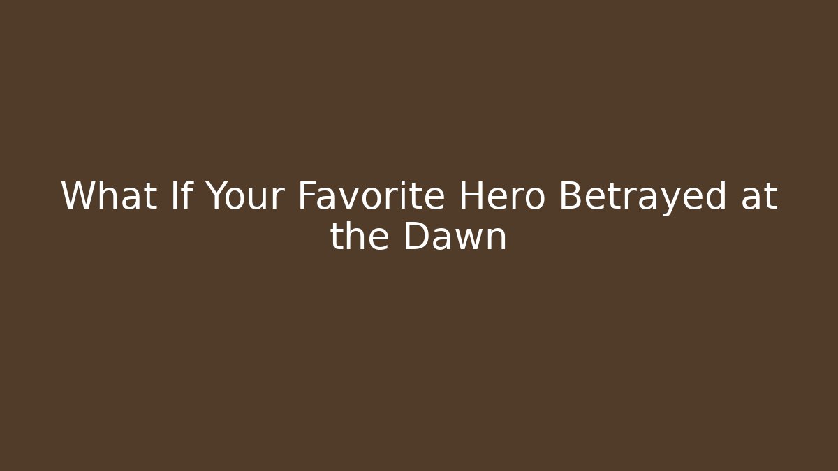 What If Your Favorite Hero Betrayed at the Dawn