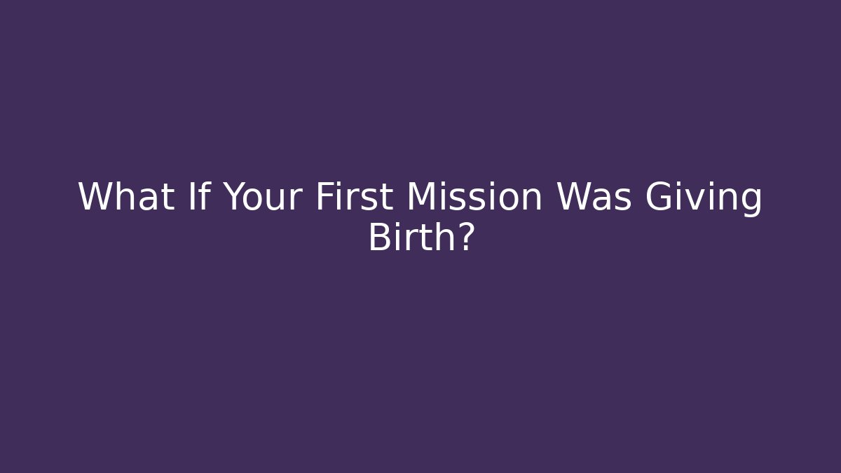 What If Your First Mission Was Giving Birth?