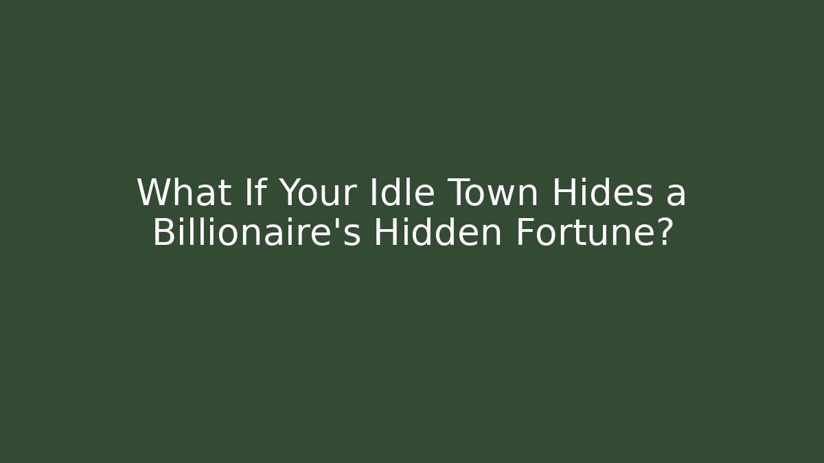 What If Your Idle Town Hides a Billionaire's Hidden Fortune?