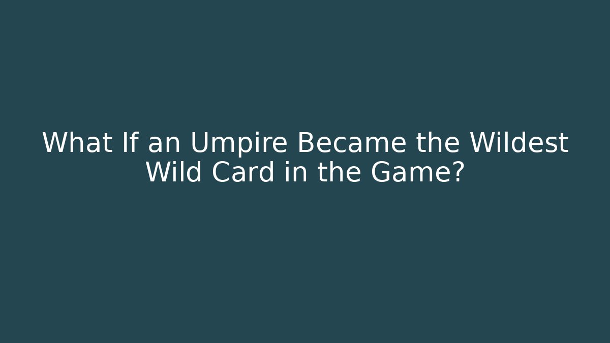 What If an Umpire Became the Wildest Wild Card in the Game?