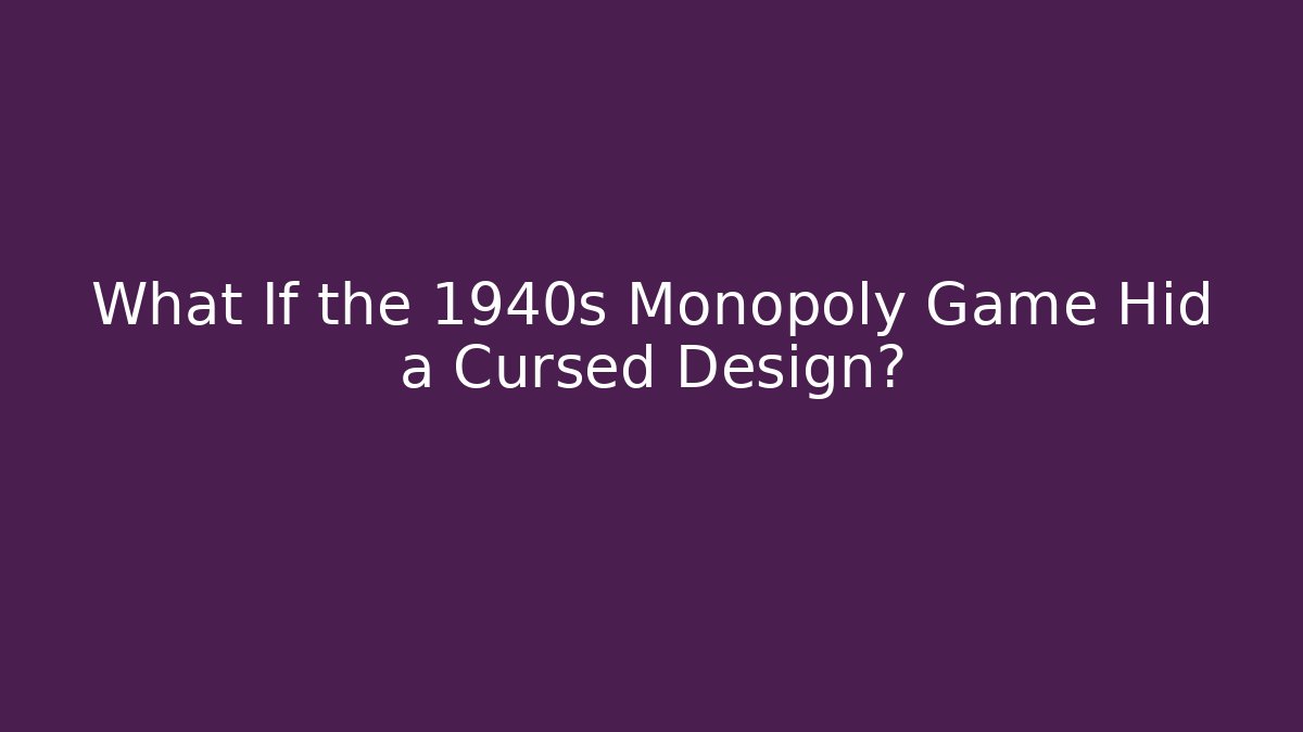 What If the 1940s Monopoly Game Hid a Cursed Design?