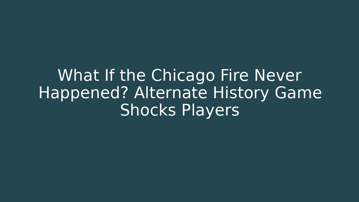 What If the Chicago Fire Never Happened? Alternate History Game Shocks Players