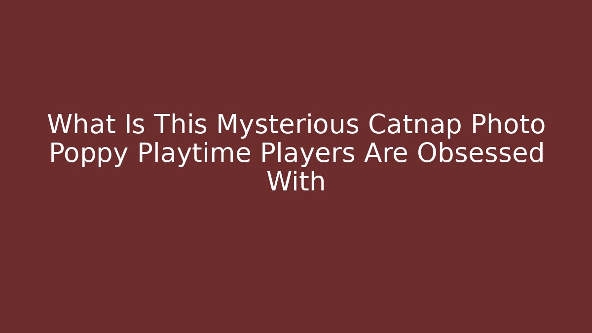 What Is This Mysterious Catnap Photo Poppy Playtime Players Are Obsessed With