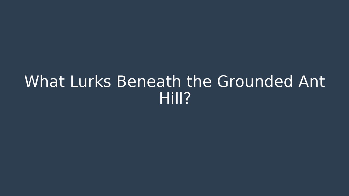 What Lurks Beneath the Grounded Ant Hill?