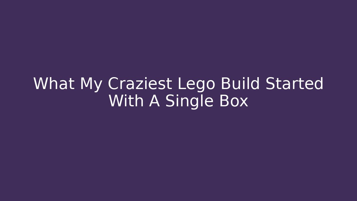 What My Craziest Lego Build Started With A Single Box