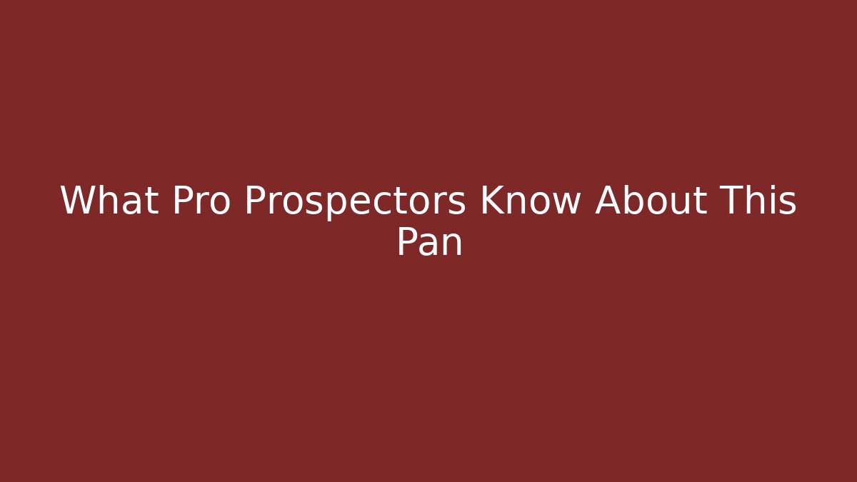 What Pro Prospectors Know About This Pan
