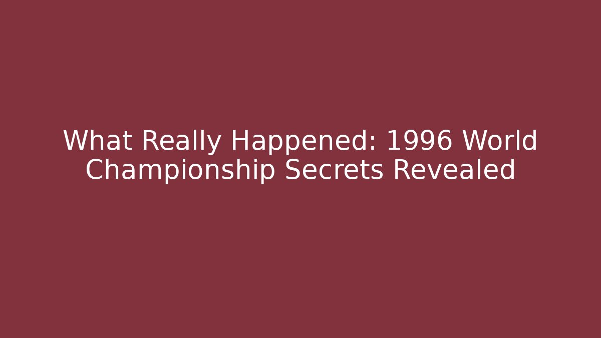 What Really Happened: 1996 World Championship Secrets Revealed - Critter Realm