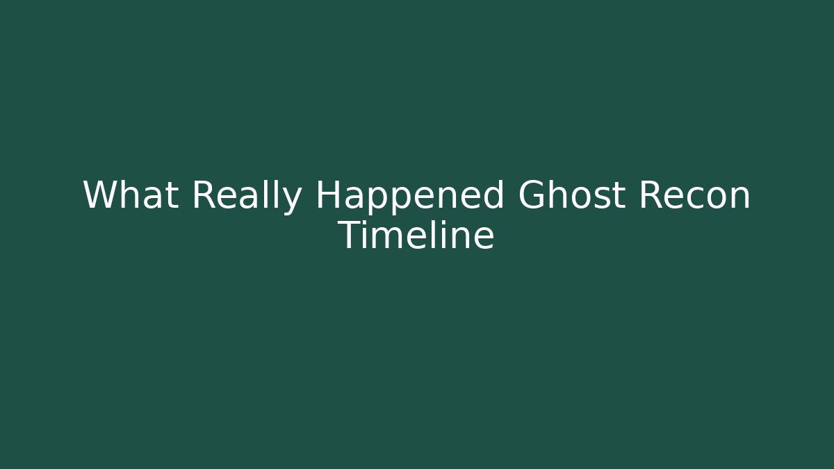 What Really Happened Ghost Recon Timeline