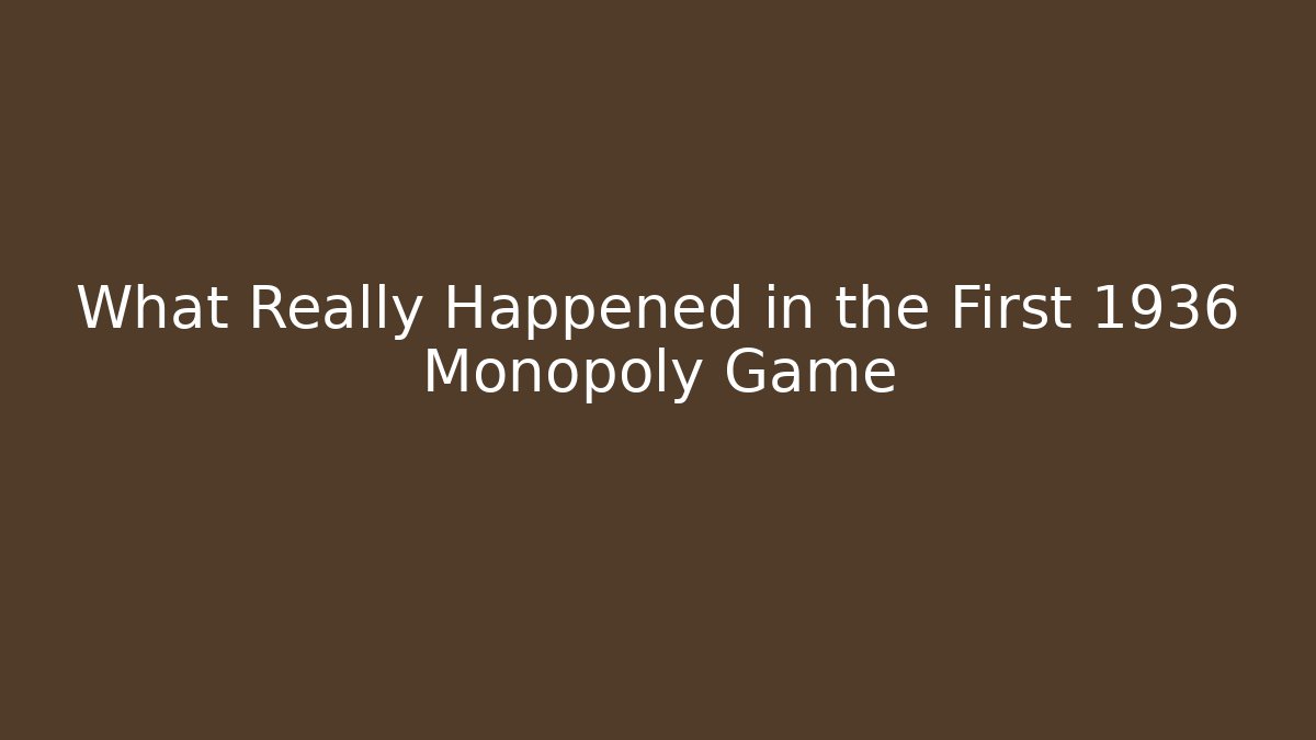 What Really Happened in the First 1936 Monopoly Game