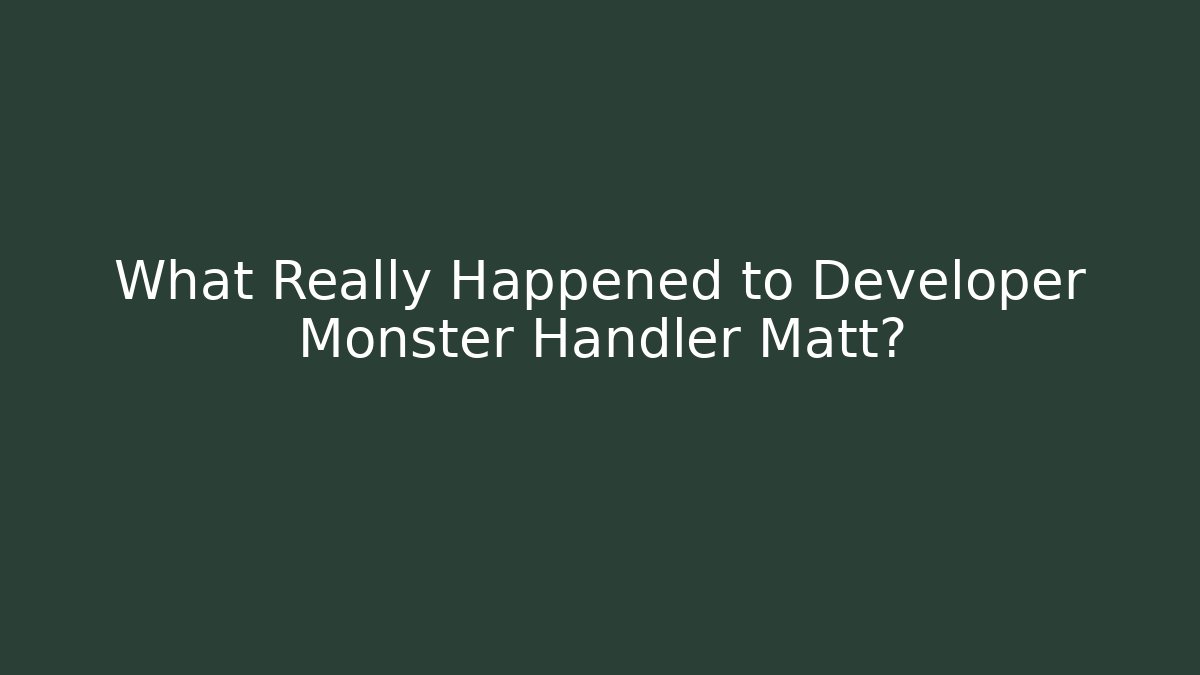 What Really Happened to Developer Monster Handler Matt?