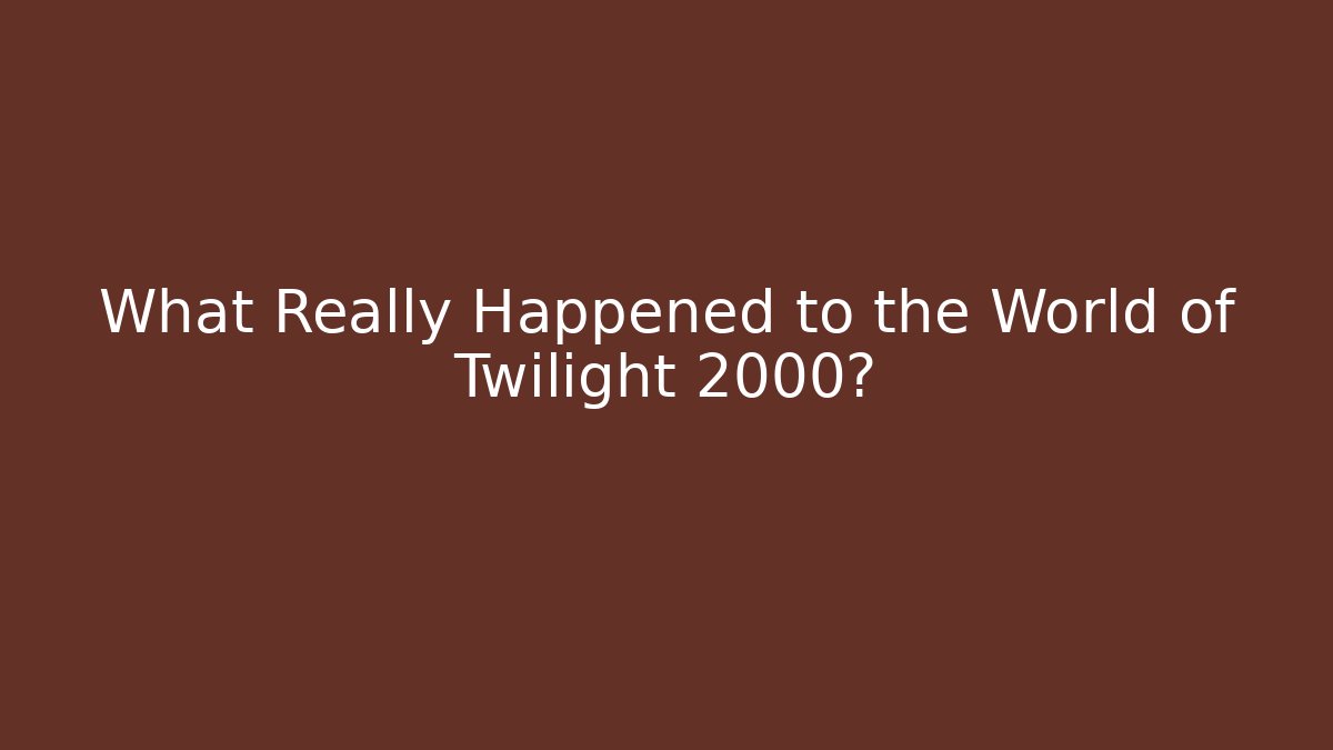 What Really Happened to the World of Twilight 2000?
