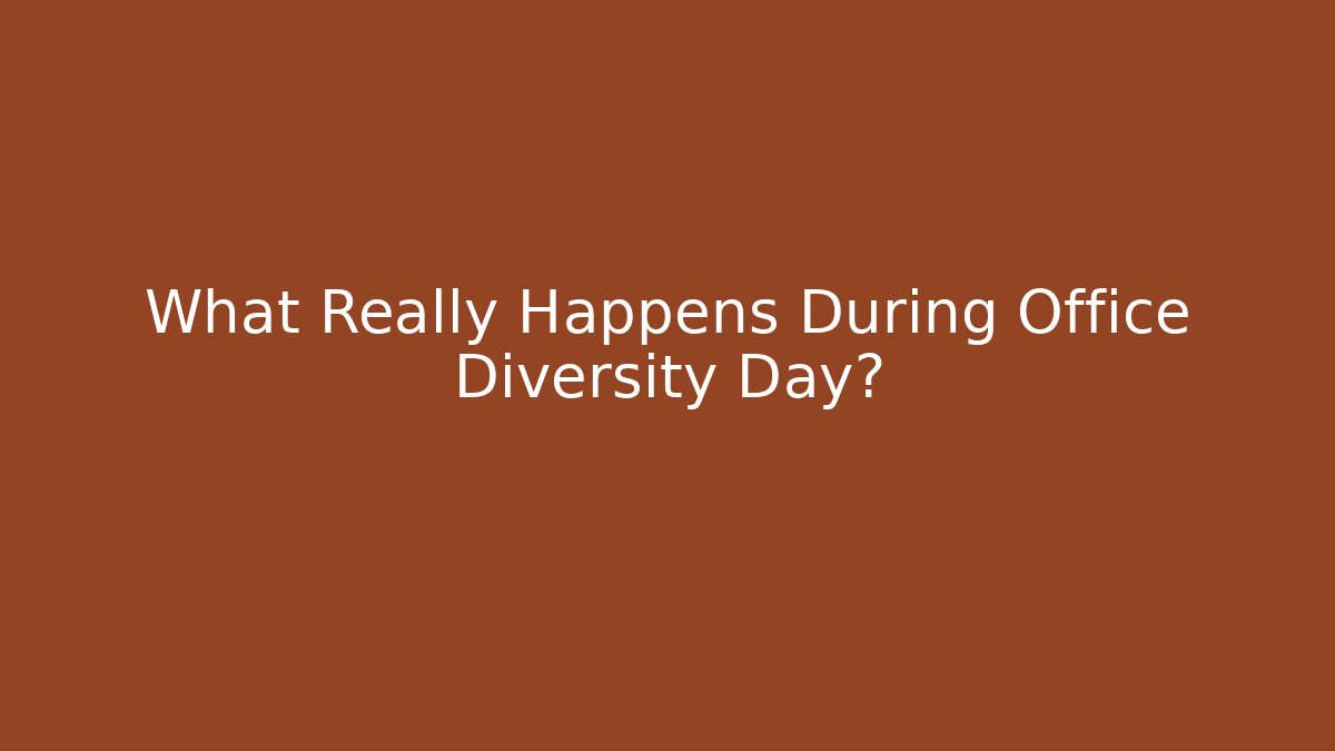 What Really Happens During Office Diversity Day?