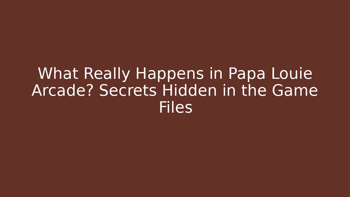 What Really Happens in Papa Louie Arcade? Secrets Hidden in the Game Files