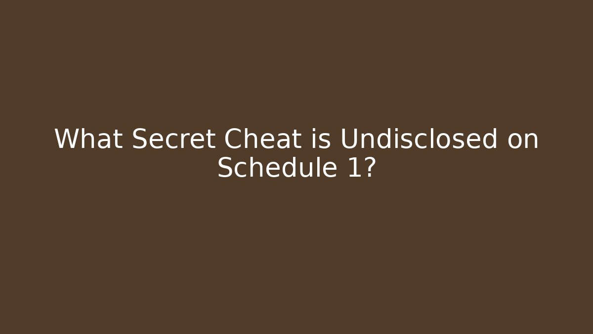 What Secret Cheat is Undisclosed on Schedule 1?