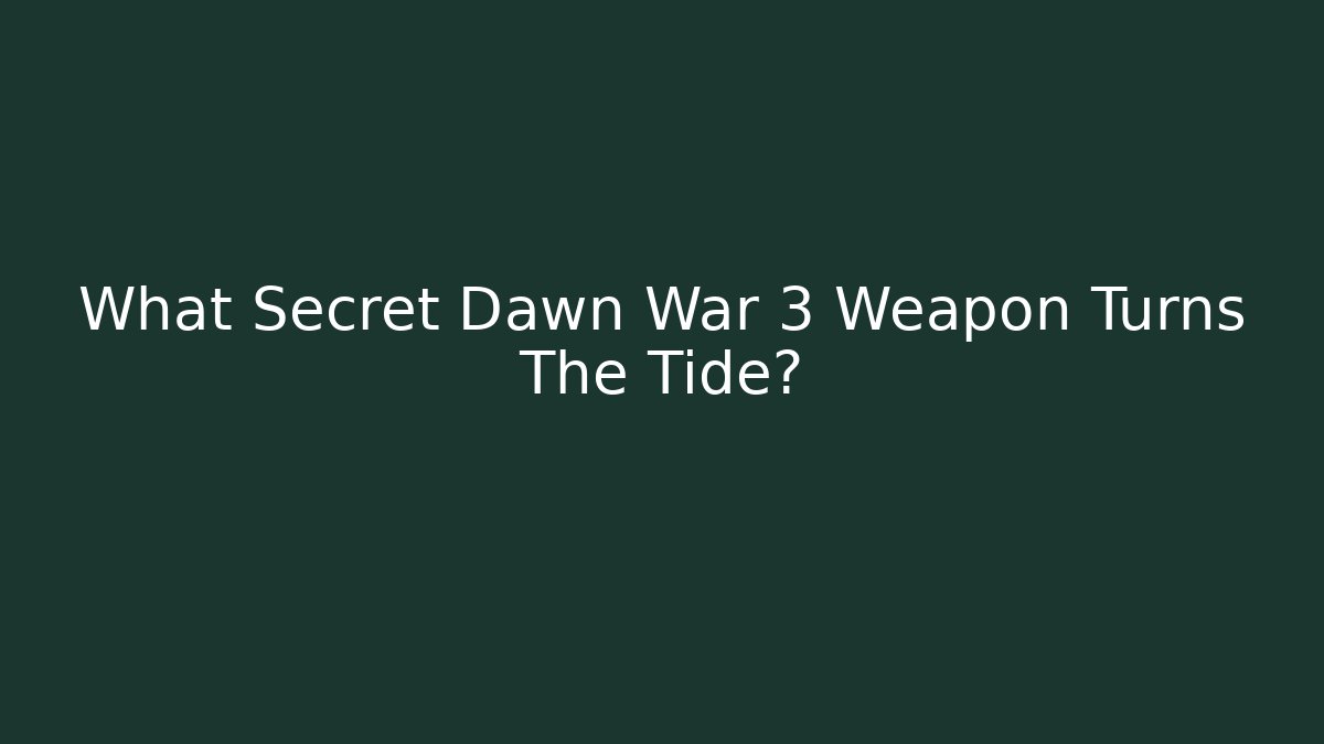 What Secret Dawn War 3 Weapon Turns The Tide? - Critter Realm