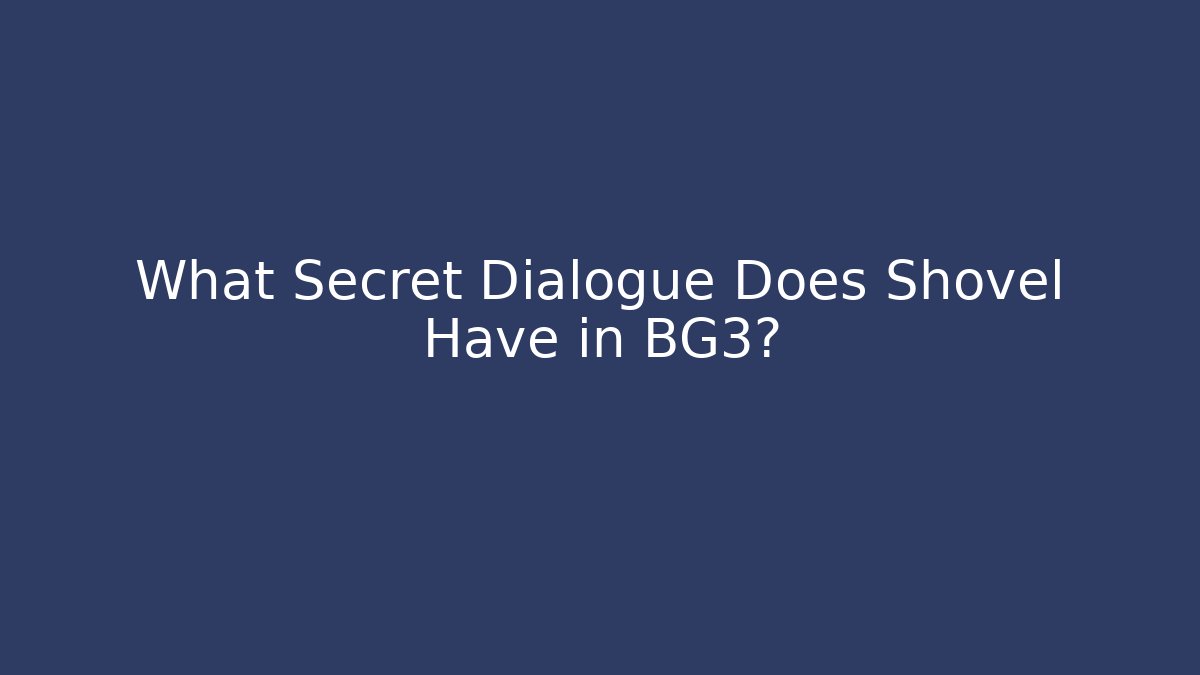 What Secret Dialogue Does Shovel Have in BG3?