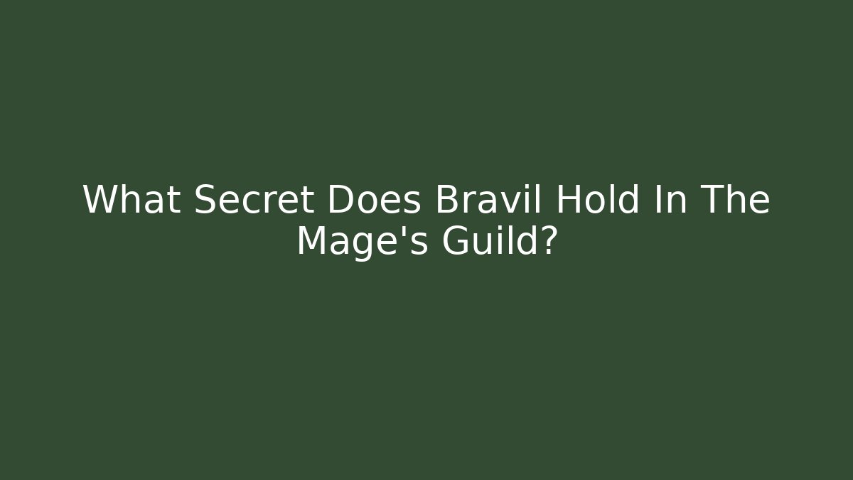 What Secret Does Bravil Hold In The Mage's Guild?