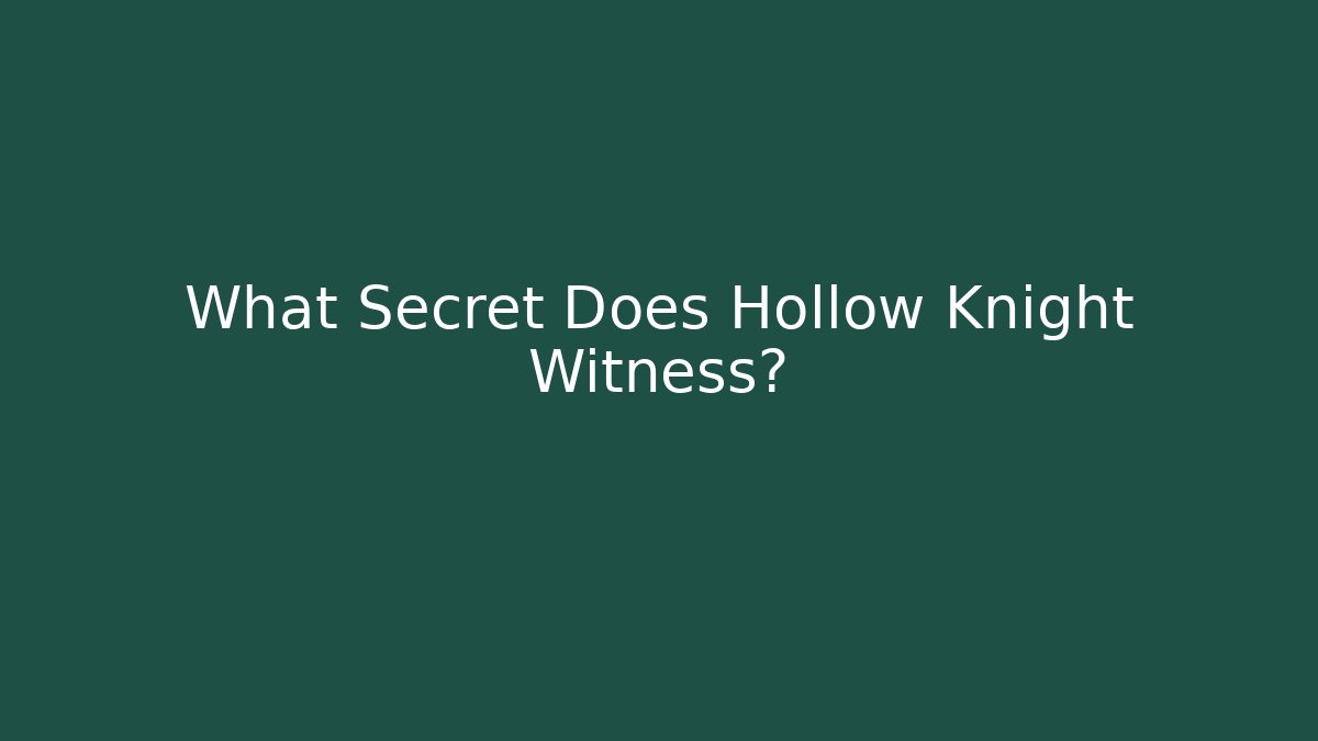 What Secret Does Hollow Knight Witness?