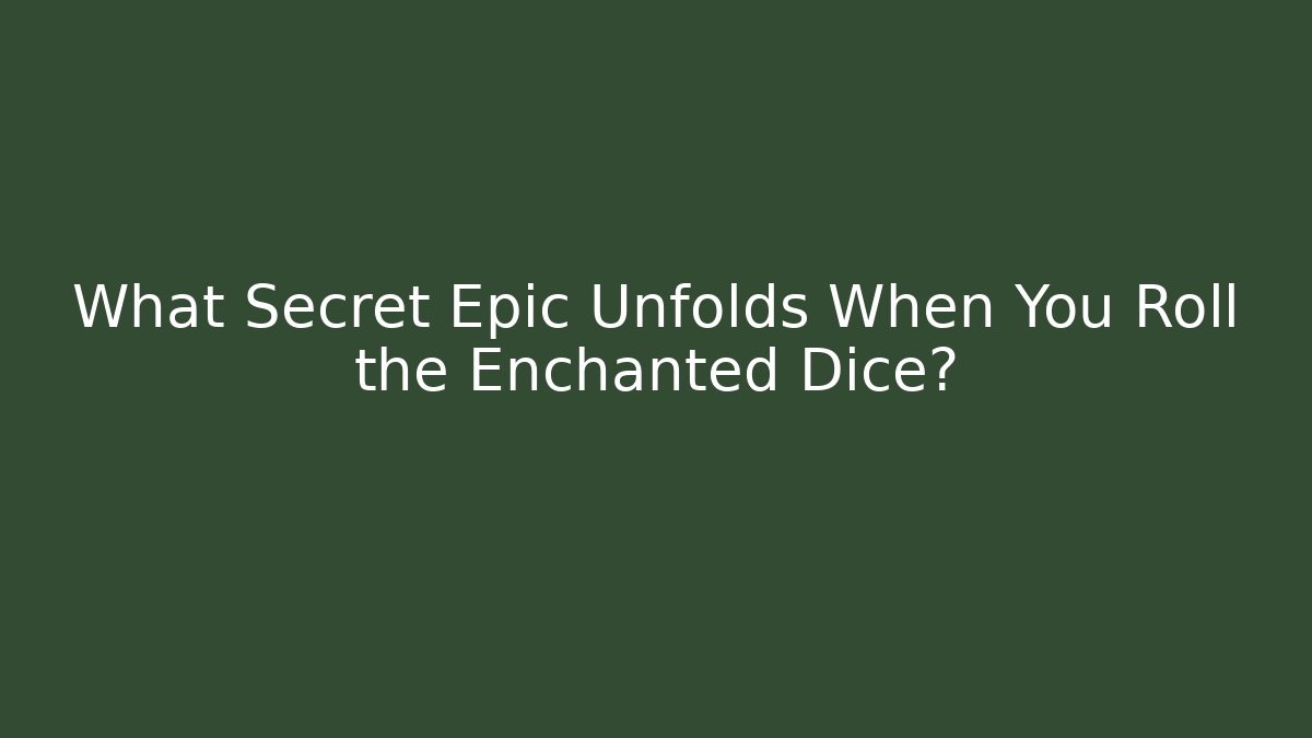 What Secret Epic Unfolds When You Roll the Enchanted Dice?