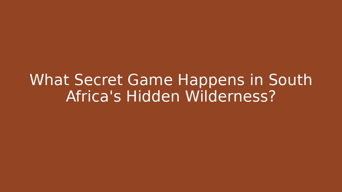 What Secret Game Happens in South Africa's Hidden Wilderness?