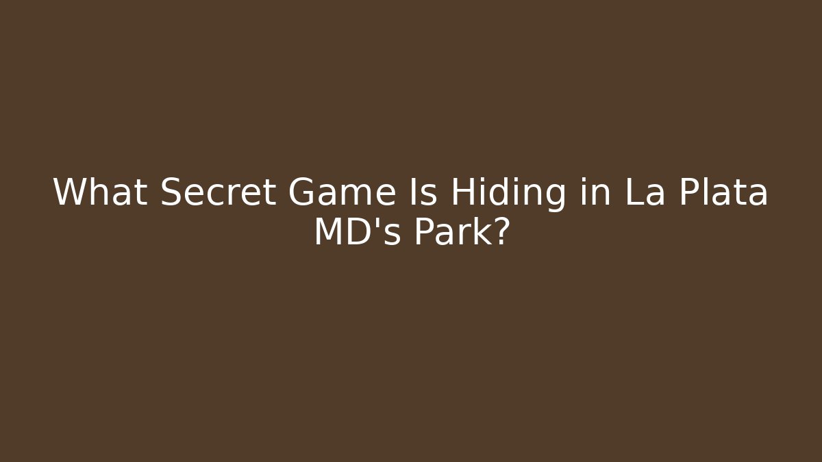 What Secret Game Is Hiding in La Plata MD's Park?
