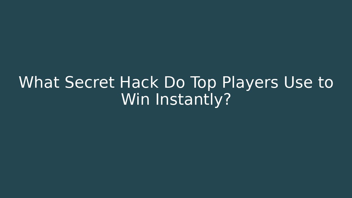 What Secret Hack Do Top Players Use to Win Instantly? - Critter Realm