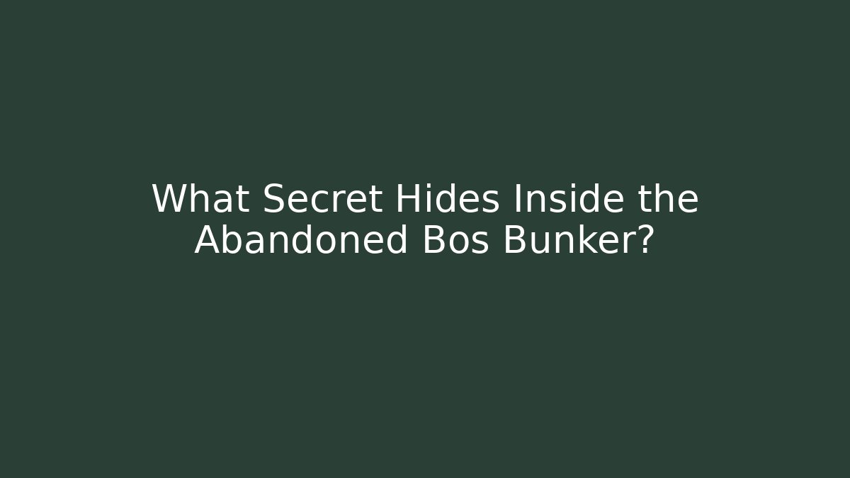 What Secret Hides Inside the Abandoned Bos Bunker?