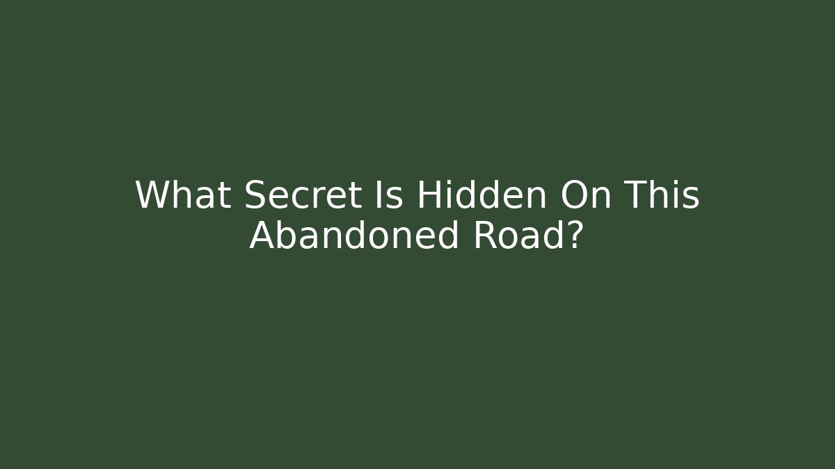 What Secret Is Hidden On This Abandoned Road?