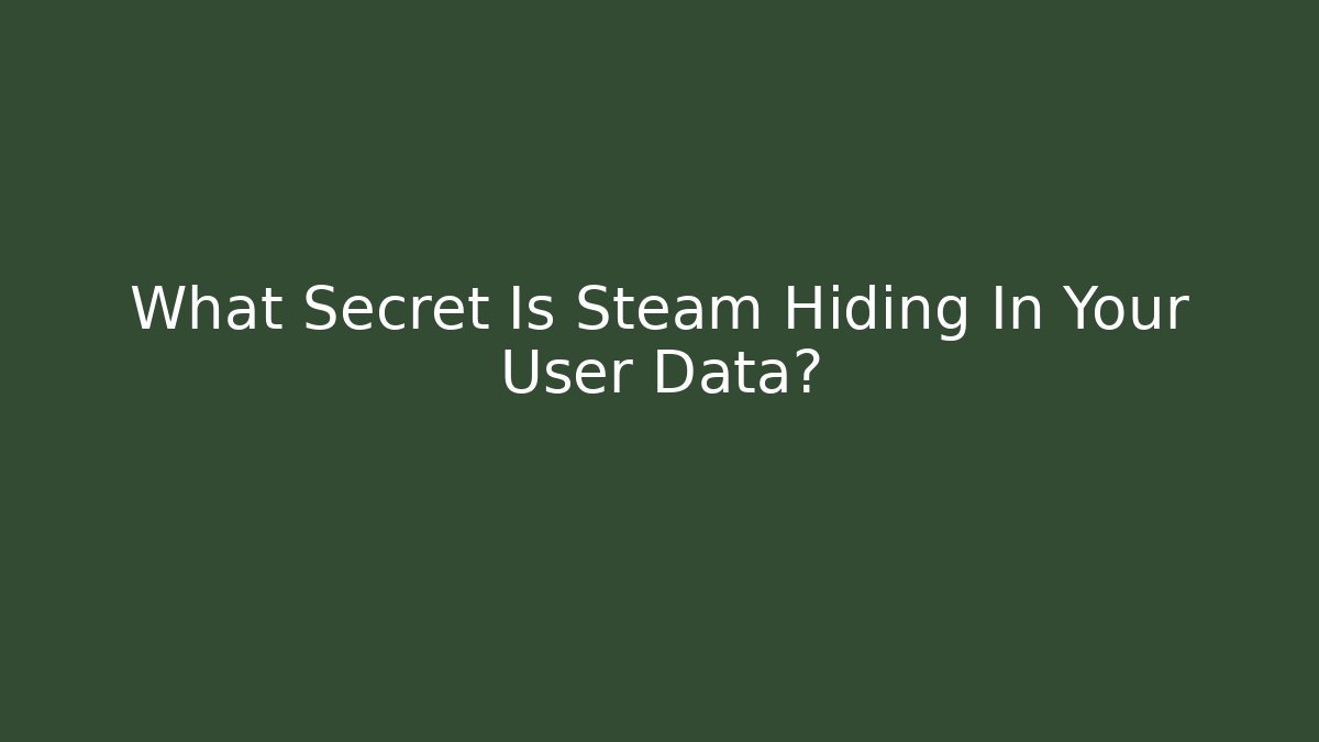 What Secret Is Steam Hiding In Your User Data?