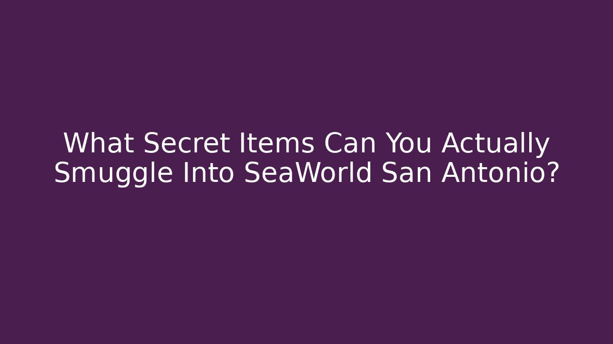 What Secret Items Can You Actually Smuggle Into SeaWorld San Antonio?