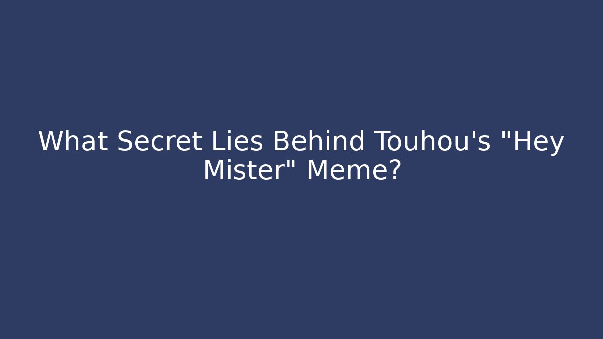 What Secret Lies Behind Touhou's "Hey Mister" Meme?