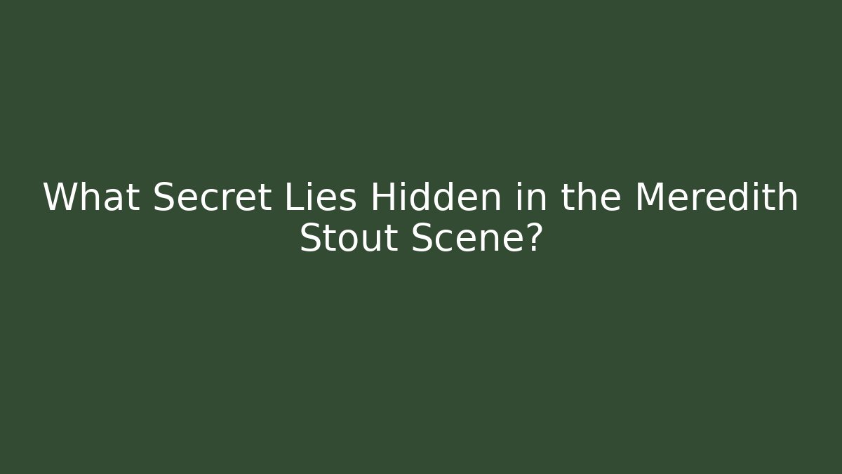 What Secret Lies Hidden in the Meredith Stout Scene?