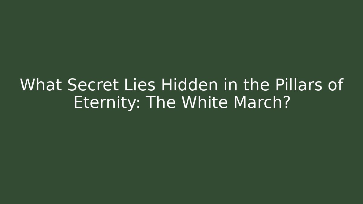 What Secret Lies Hidden in the Pillars of Eternity: The White March?