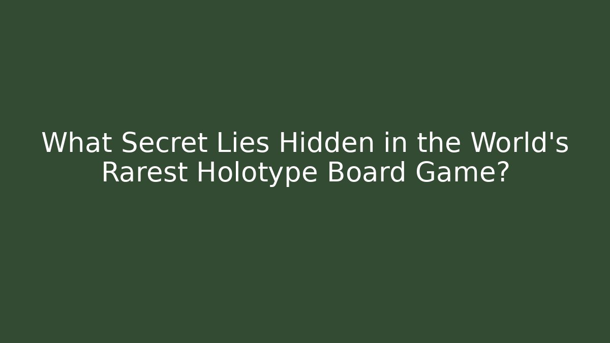What Secret Lies Hidden in the World's Rarest Holotype Board Game?
