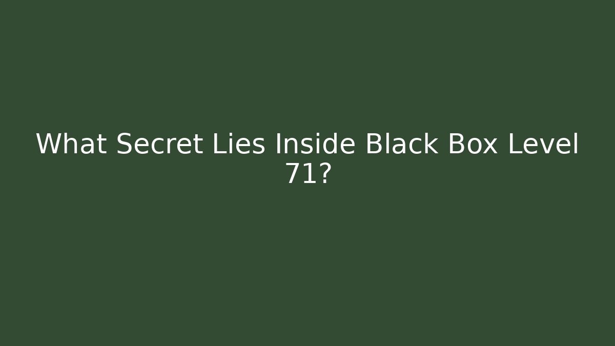 What Secret Lies Inside Black Box Level 71?