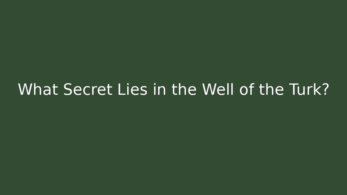 What Secret Lies in the Well of the Turk?