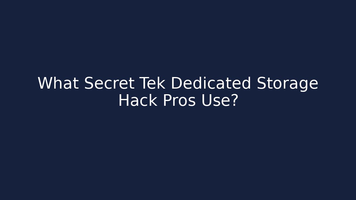 What Secret Tek Dedicated Storage Hack Pros Use?