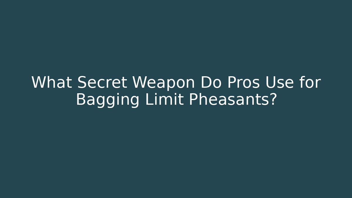 What Secret Weapon Do Pros Use for Bagging Limit Pheasants?