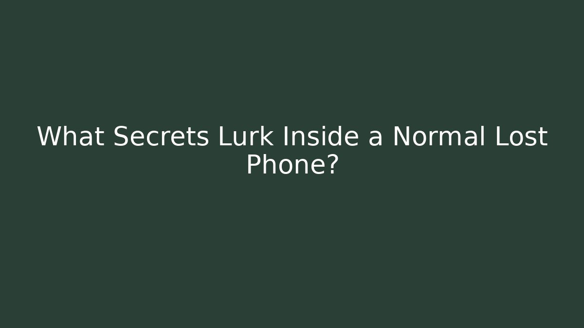 What Secrets Lurk Inside a Normal Lost Phone?