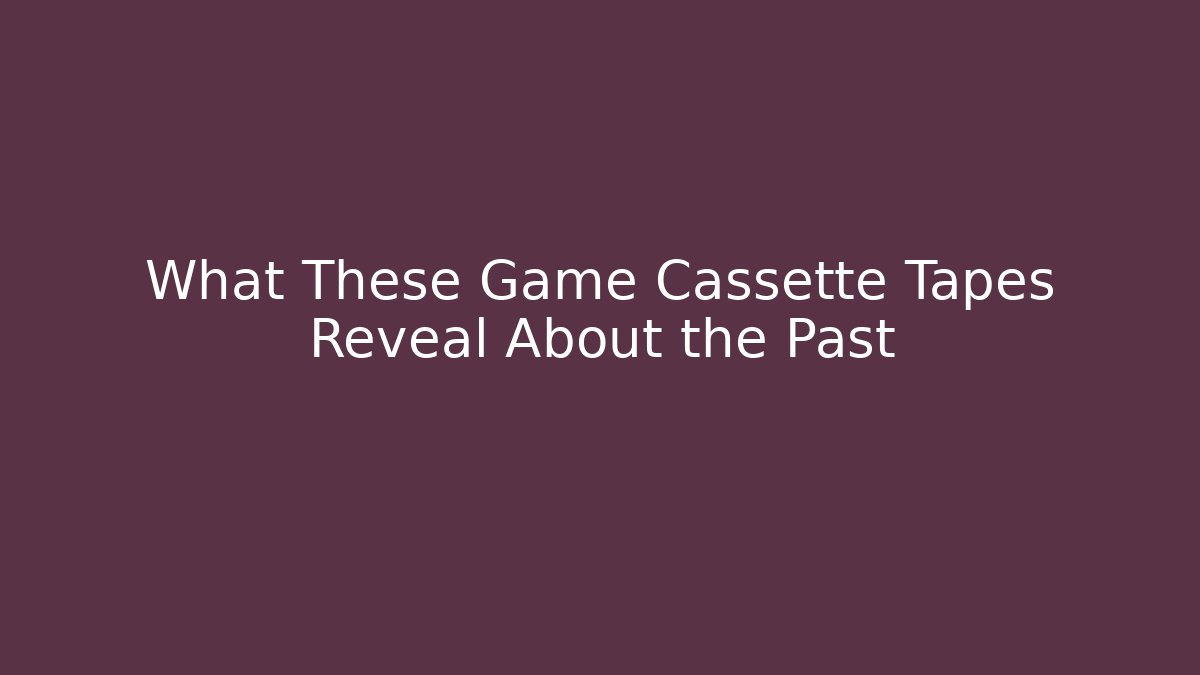 What These Game Cassette Tapes Reveal About the Past