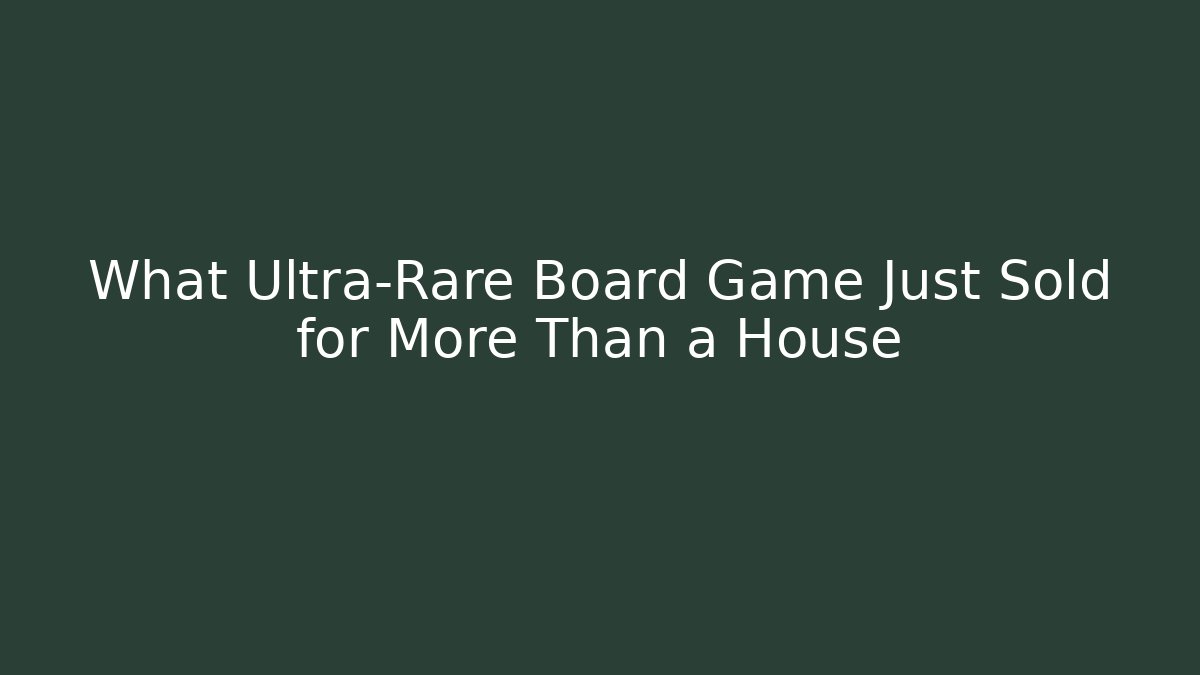 What Ultra-Rare Board Game Just Sold for More Than a House