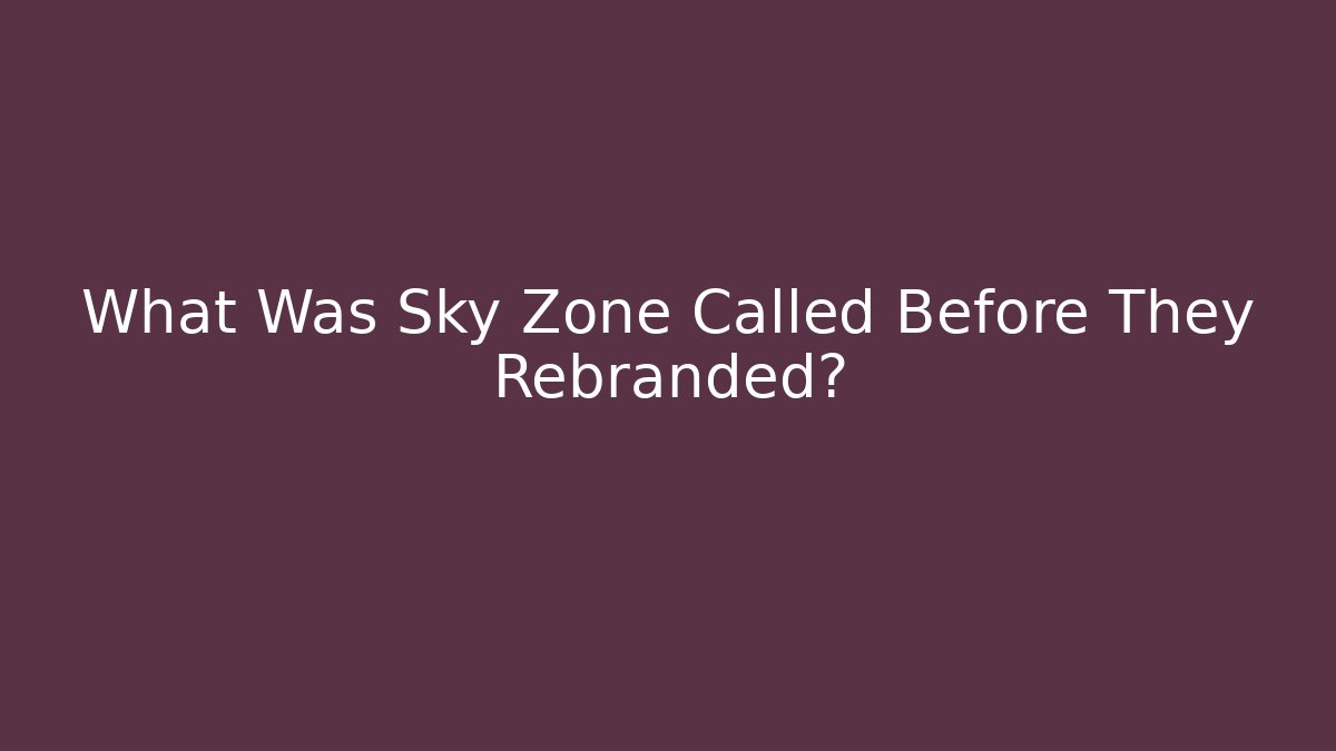 What Was Sky Zone Called Before They Rebranded?