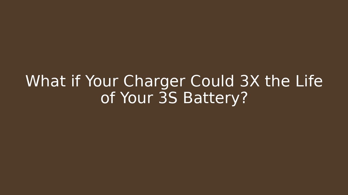 What if Your Charger Could 3X the Life of Your 3S Battery?