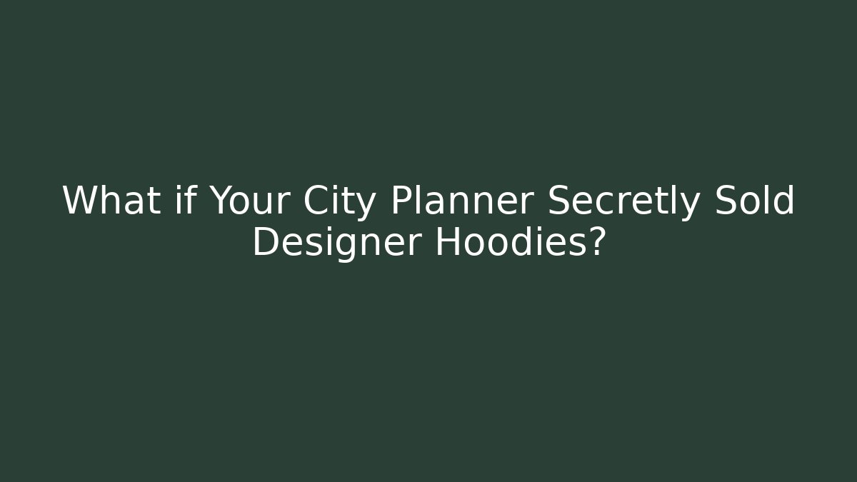 What if Your City Planner Secretly Sold Designer Hoodies?