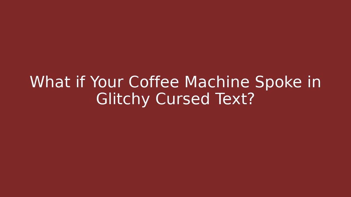 What if Your Coffee Machine Spoke in Glitchy Cursed Text? - Critter Realm