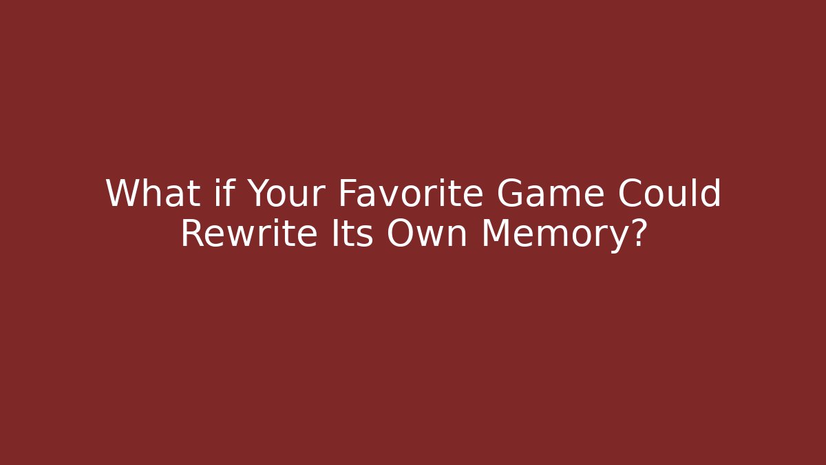 What if Your Favorite Game Could Rewrite Its Own Memory?