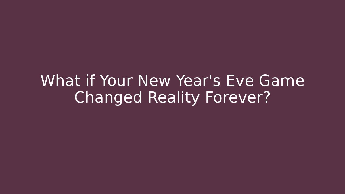 What if Your New Year's Eve Game Changed Reality Forever? - Critter Realm